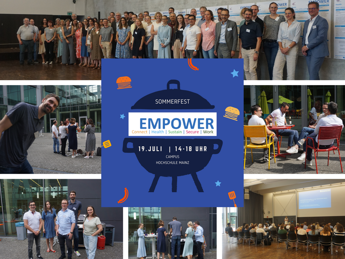 Collage mit Impressionen (Bilder und Grafik) vom EMPOWER-Sommerfest